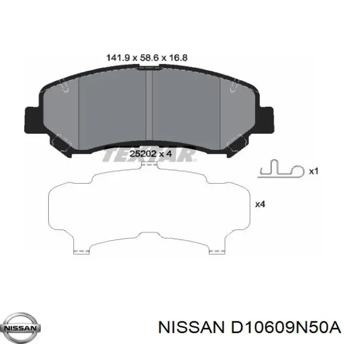 Передние тормозные колодки D10609N50A Nissan