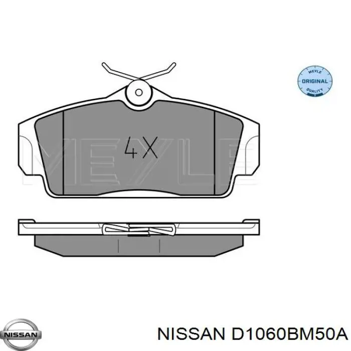 D1060BM50A Nissan колодки тормозные передние дисковые