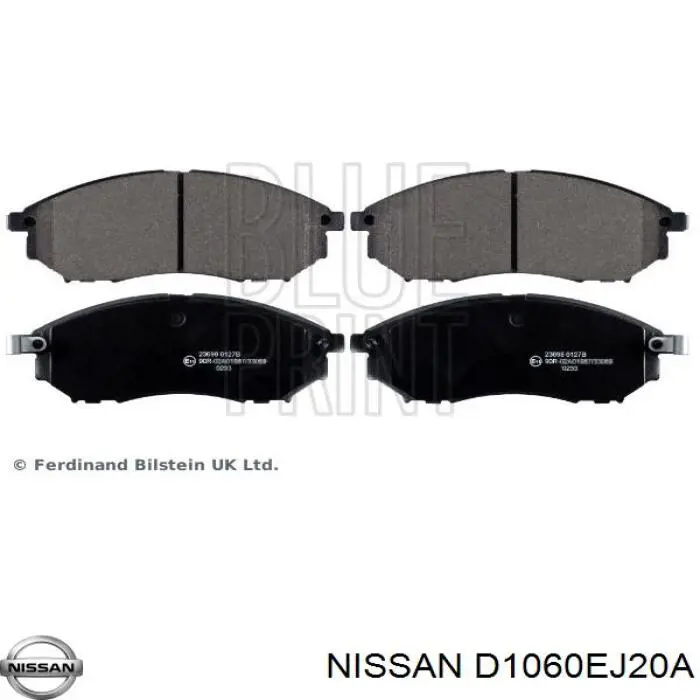 D1060EJ20A Nissan колодки тормозные передние дисковые