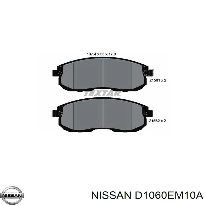 Купить D1060EM10A Nissan/Infiniti Колодки тормозные