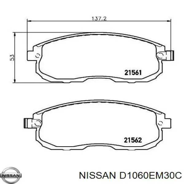 D1060EM30C Nissan колодки тормозные передние дисковые
