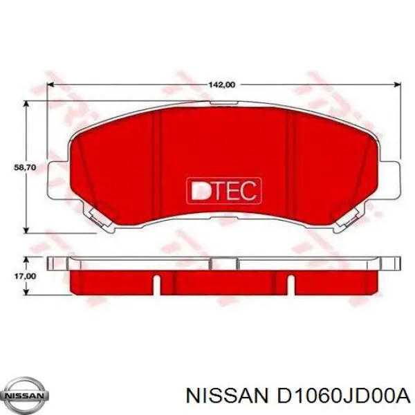 D1060JD00A NISSAN Pastillas de freno delanteras original y equivalente