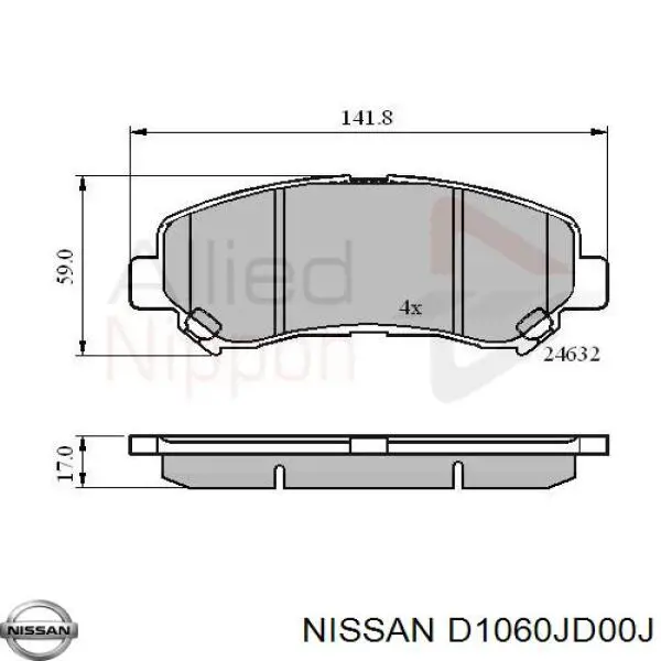 Колодки Nissan/Infiniti D1060JD00J цена, от 22.17 USD