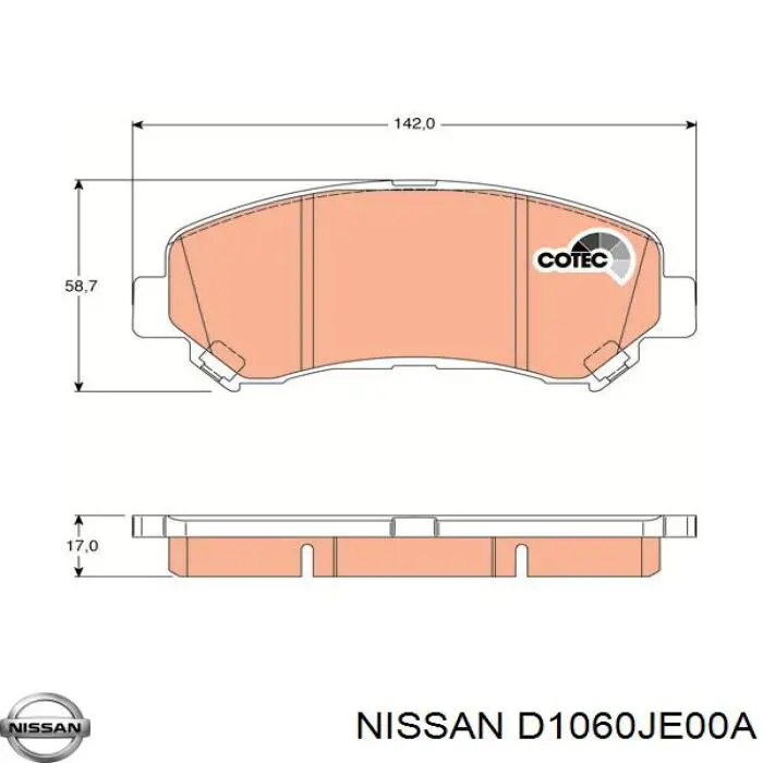 Колодки Nissan/Infiniti D1060JE00A цена, от 31.81 USD