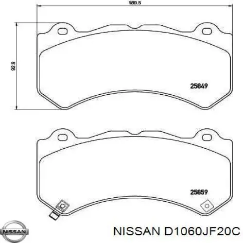 Колодки Nissan/Infiniti D1060JF20C цена, от 83.65 USD
