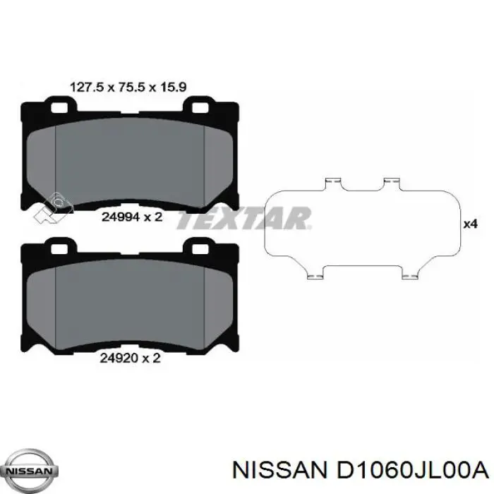 D1060JL00A Nissan колодки тормозные передние дисковые