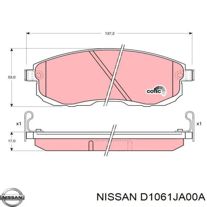 Колодки Nissan/Infiniti D1061JA00A цена, от 43.91 USD
