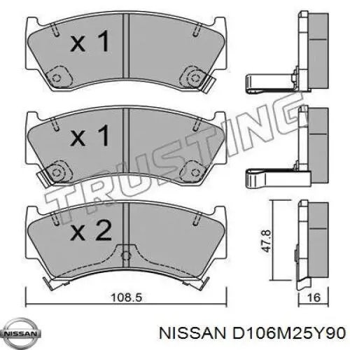 Передние тормозные колодки D106M25Y90 Nissan/Infiniti