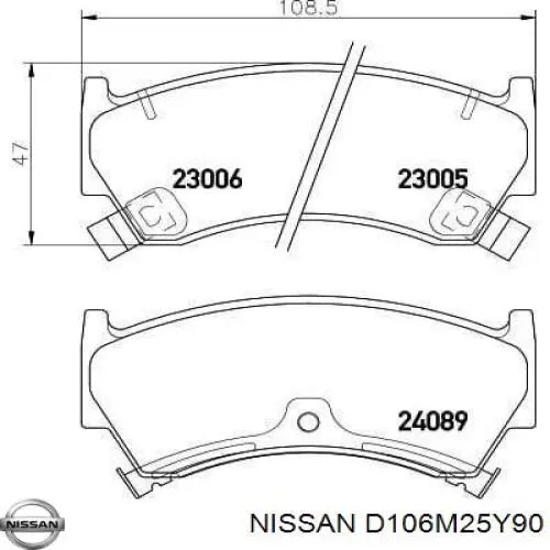 D106M25Y90 Nissan/Infiniti Колодки передние