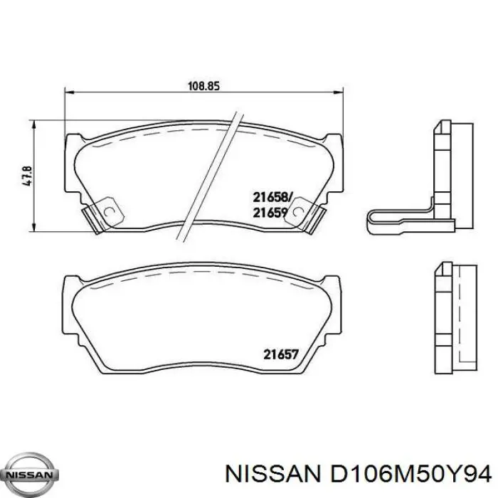 D106M50Y94 Nissan колодки тормозные передние дисковые