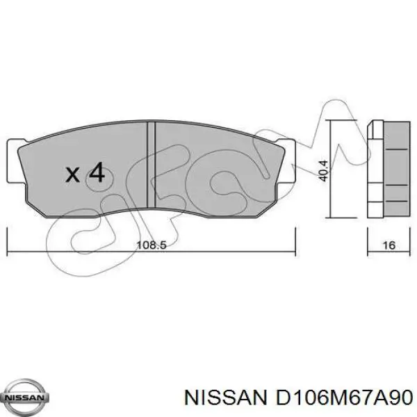 Передние тормозные колодки D106M67A90 Nissan/Infiniti