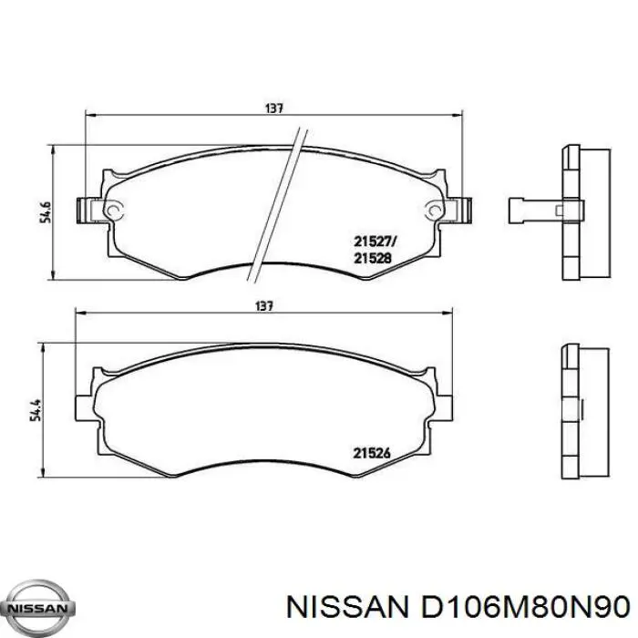 Передние тормозные колодки D106M80N90 Nissan