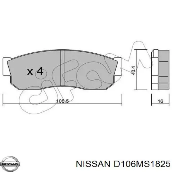 D106MS1825 Nissan колодки тормозные передние дисковые