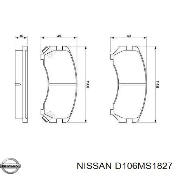 D106MS1827 Nissan колодки тормозные передние дисковые