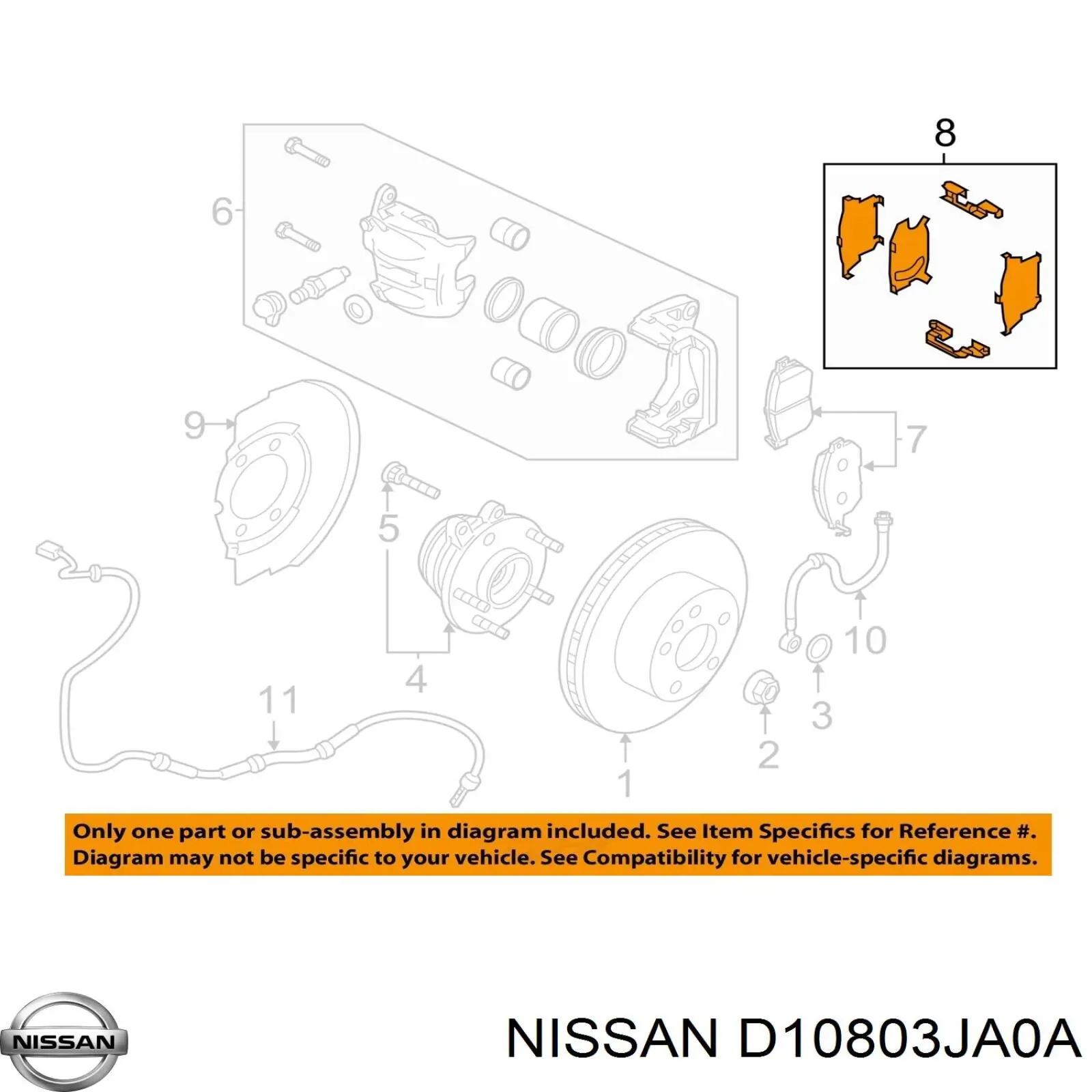 Пластина противоскрипная крепления тормозной колодки передней на Nissan Murano Z52