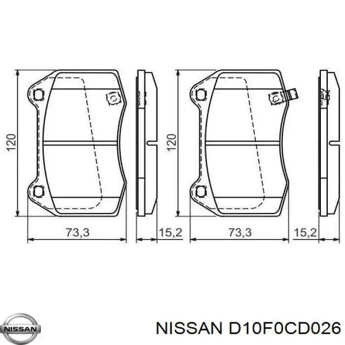 Передние тормозные колодки D10F0CD026 Nissan/Infiniti