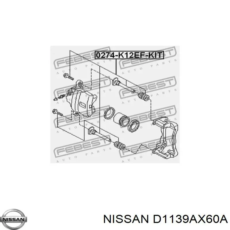 D1139AX60A Nissan ремкомплект суппорта тормозного переднего