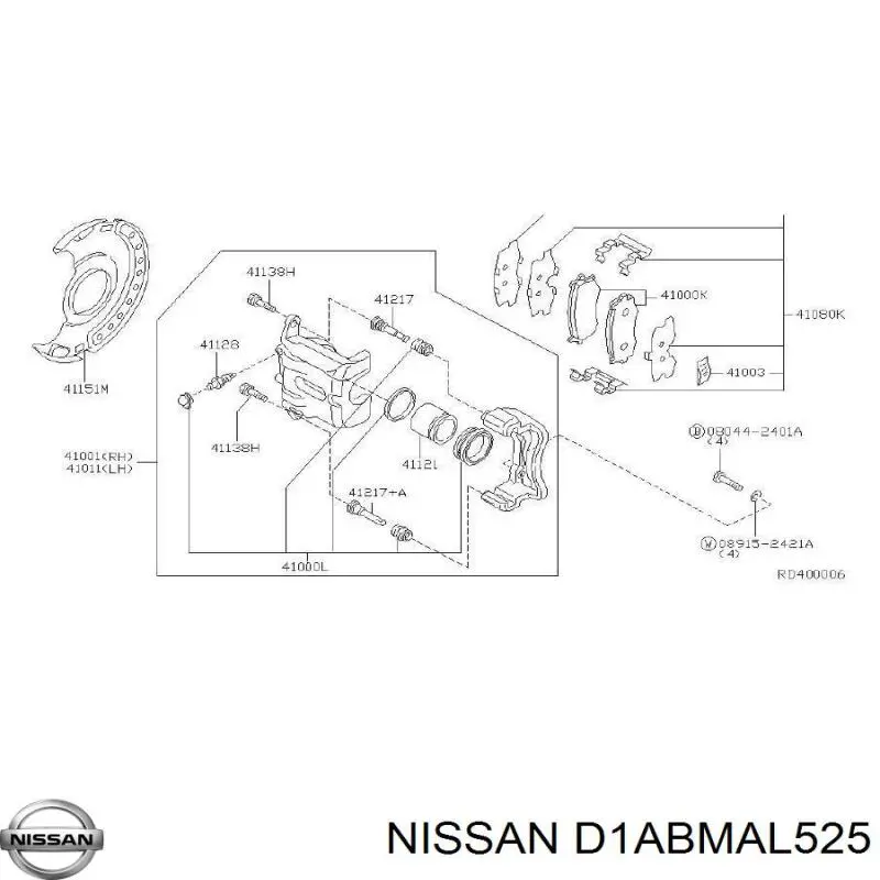 Ремкомплект суппорта тормозного переднего NISSAN D1ABMAL525