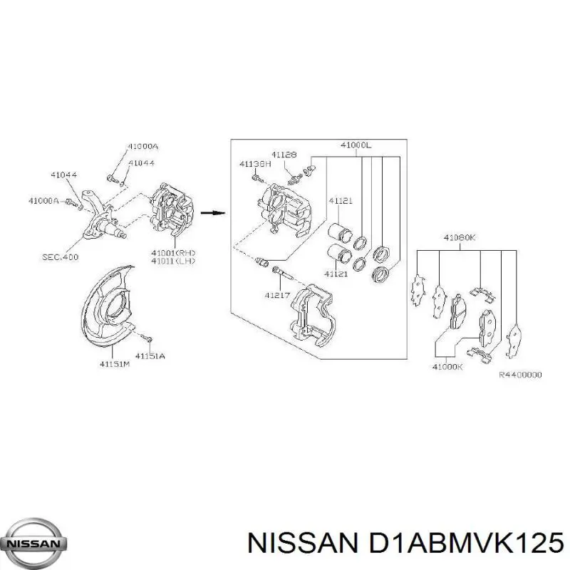 Ремкомплект переднего суппорта D1ABMVK125 Nissan