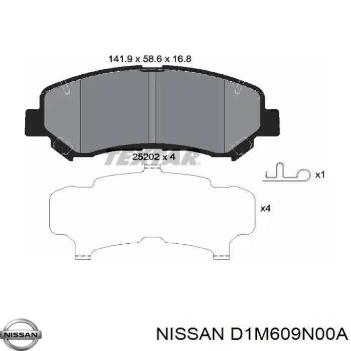 Передние тормозные колодки D1M609N00A Nissan