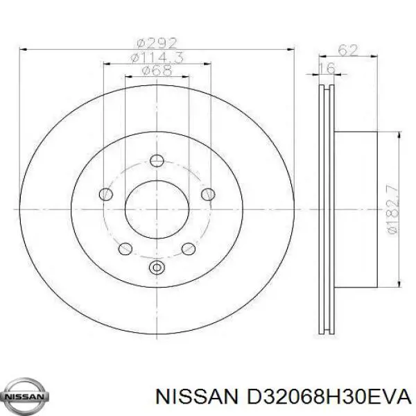 D32068H30EVA Nissan диск тормозной задний