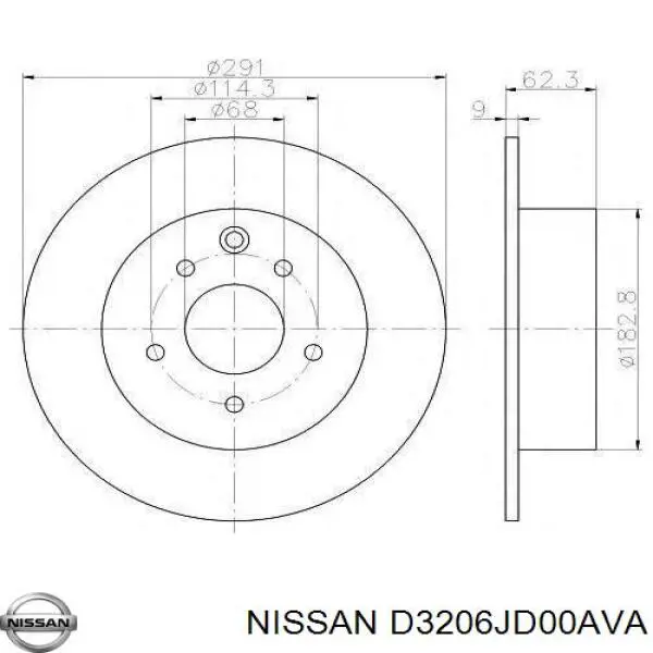 D3206JD00AVA Nissan диск тормозной задний