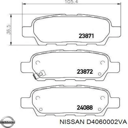 D4060002VA Nissan колодки тормозные задние дисковые