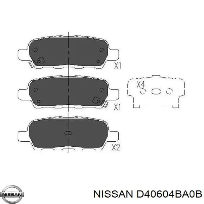 Задние тормозные колодки D40604BA0B Nissan