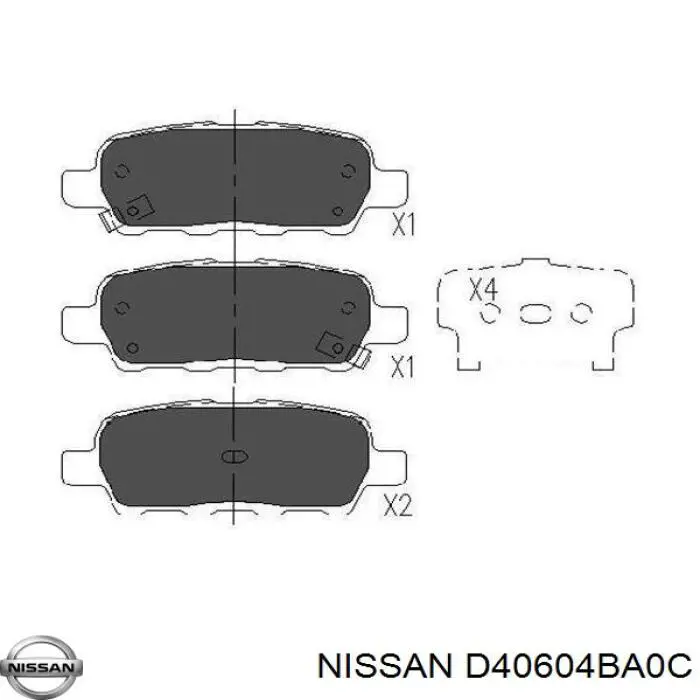 Задние тормозные колодки D40604BA0C Nissan