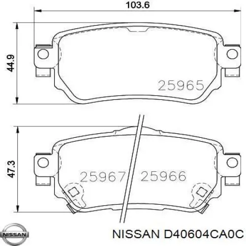 Купить D40604CA0C Nissan/Infiniti Колодки тормозные задние, дисковые