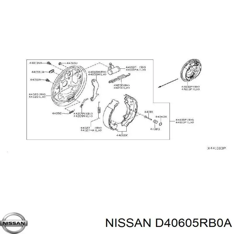 Тормозные колодки стояночного тормоза Nissan/Infiniti D40605RB0A цена, от 59.50 USD