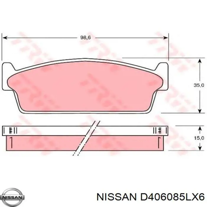 Задние тормозные колодки D406085LX6 Nissan