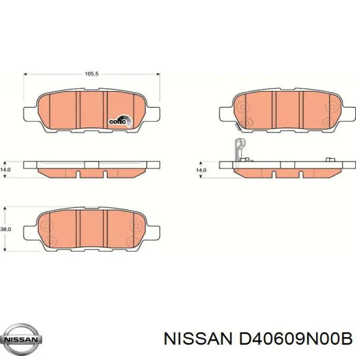 Колодки дисковые  Nissan/Infiniti D40609N00B цена, от 23.16 USD
