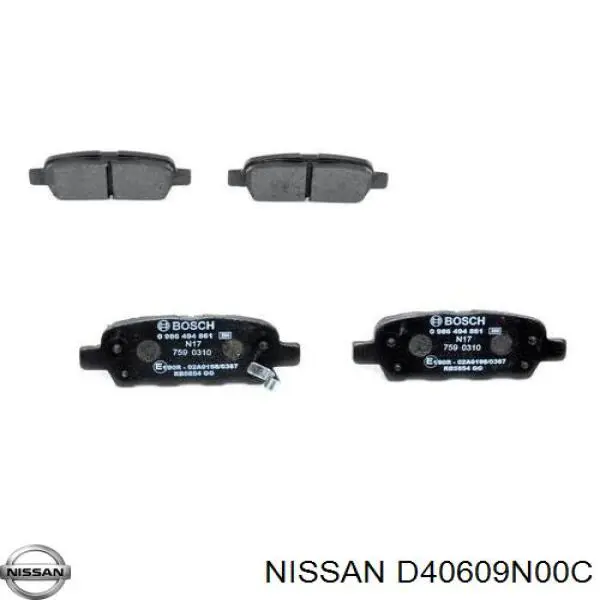 Задние тормозные колодки D40609N00C Nissan