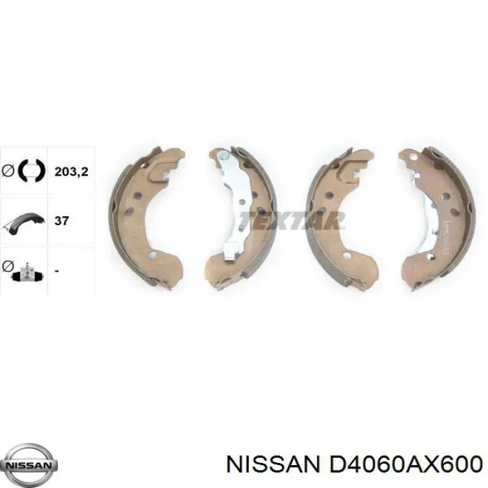 Задние барабанные колодки D4060AX600 Nissan