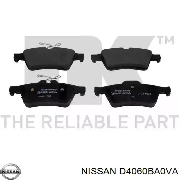 Колодки дисковые  Nissan/Infiniti D4060BA0VA цена, от 13.09 USD