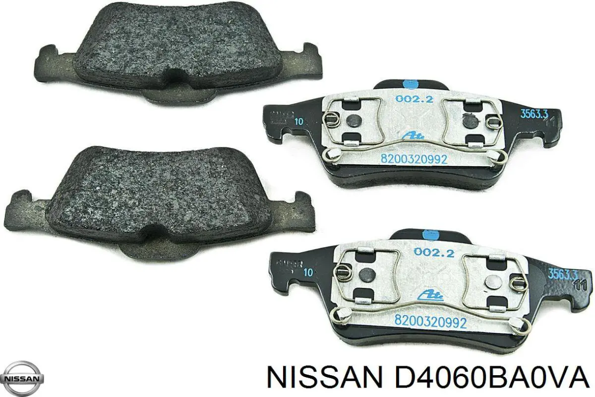 D4060BA0VA Nissan колодки тормозные задние дисковые