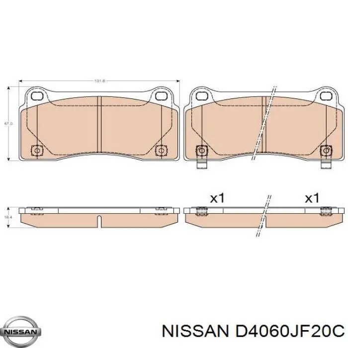 Задние тормозные колодки D4060JF20C Nissan/Infiniti