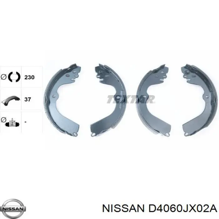 Задние барабанные колодки D4060JX02A Nissan