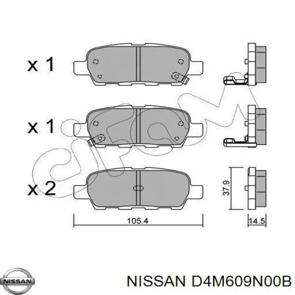 Задние дисковые колодки Nissan/Infiniti D4M609N00B