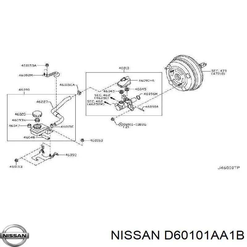 Цилиндр тормозной главный Nissan D60101AA1B