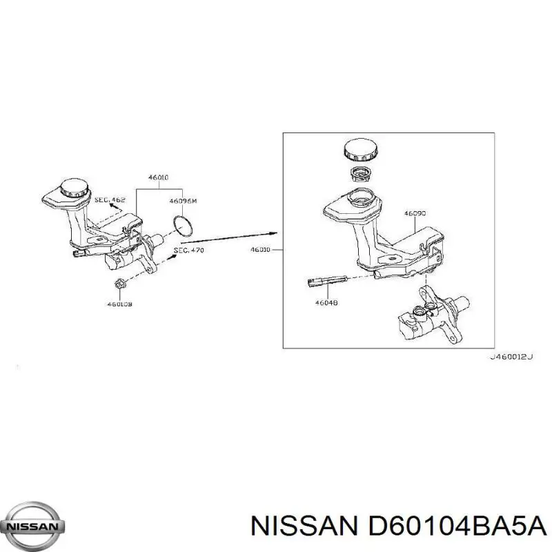 Цилиндр тормозной главный 460104EH0A Nissan