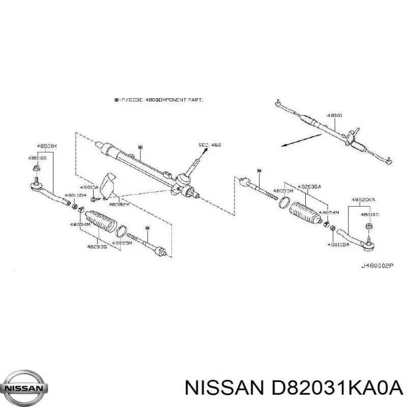 Bota de proteção do mecanismo de direção (de cremalheira) para Nissan JUKE (F15)
