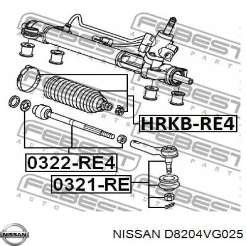 D8204VG025 Nissan пыльник рулевого механизма (рейки правый)