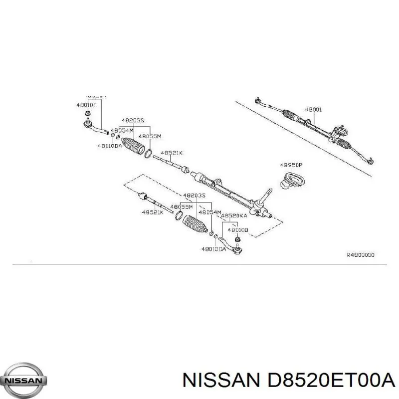 Купить 48520ET00A Nissan/Infiniti Наконечник рулевой тяги, внешний