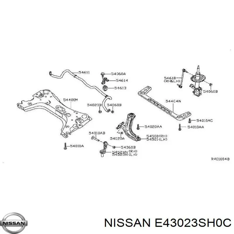 E43023SH0C Nissan amortecedor dianteiro direito