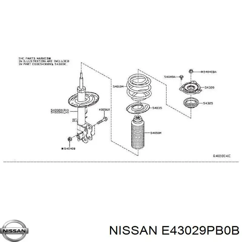 Амортизатор передний правый E43029PB0B Nissan