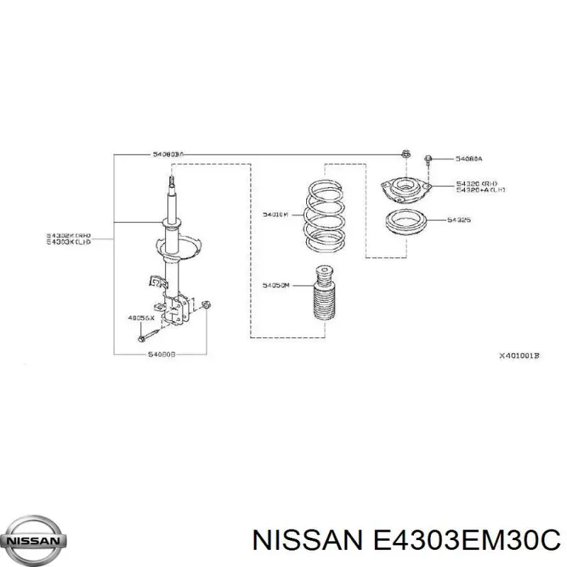E4303-EM30C Nissan амортизатор передний левый
