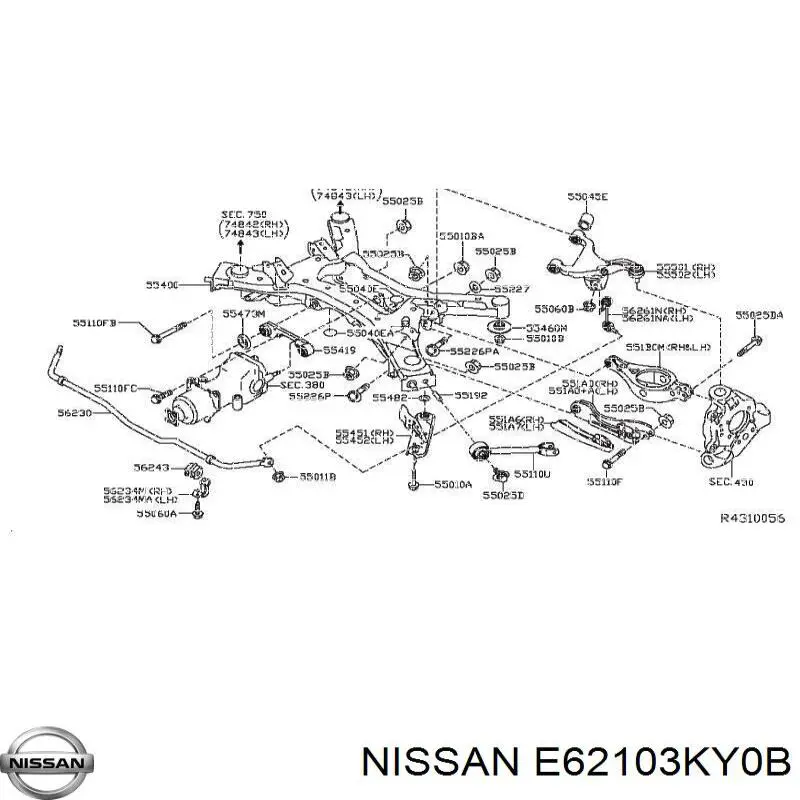 E62103KY0B Nissan amortecedor traseiro