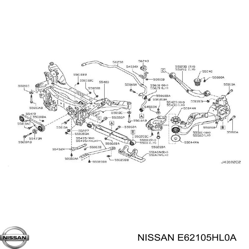 E62105HL0A Nissan amortecedor traseiro